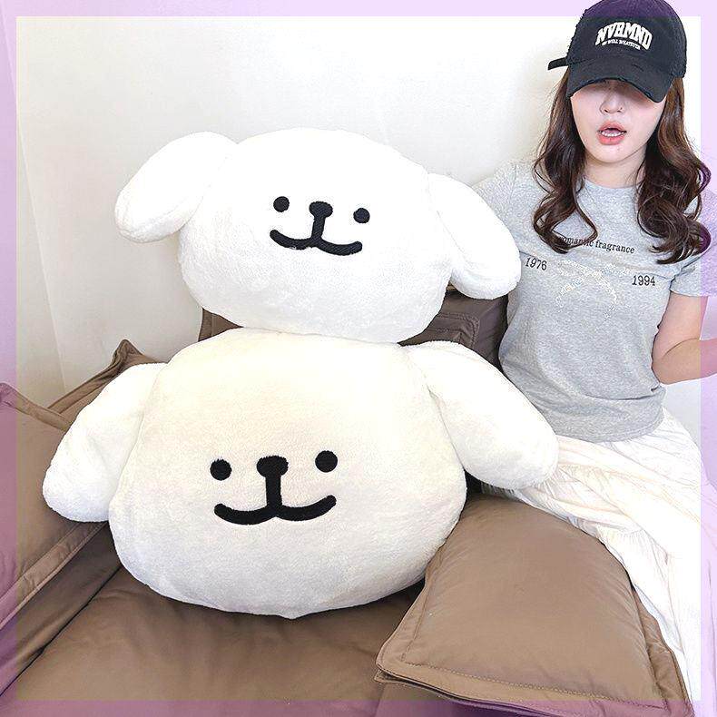 韩国Maltese线条小狗抱枕玩偶可爱陪睡床头毛绒公仔生日毕业礼物