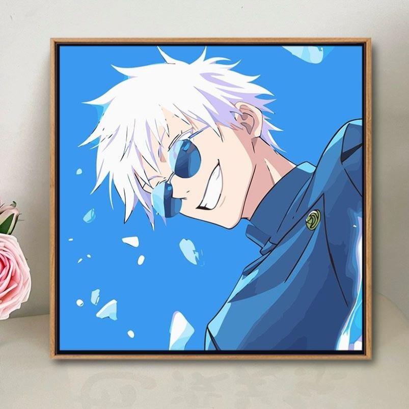 少年五条悟diy手绘填色丙烯数字油画卧室装饰画挂画解压手作礼物