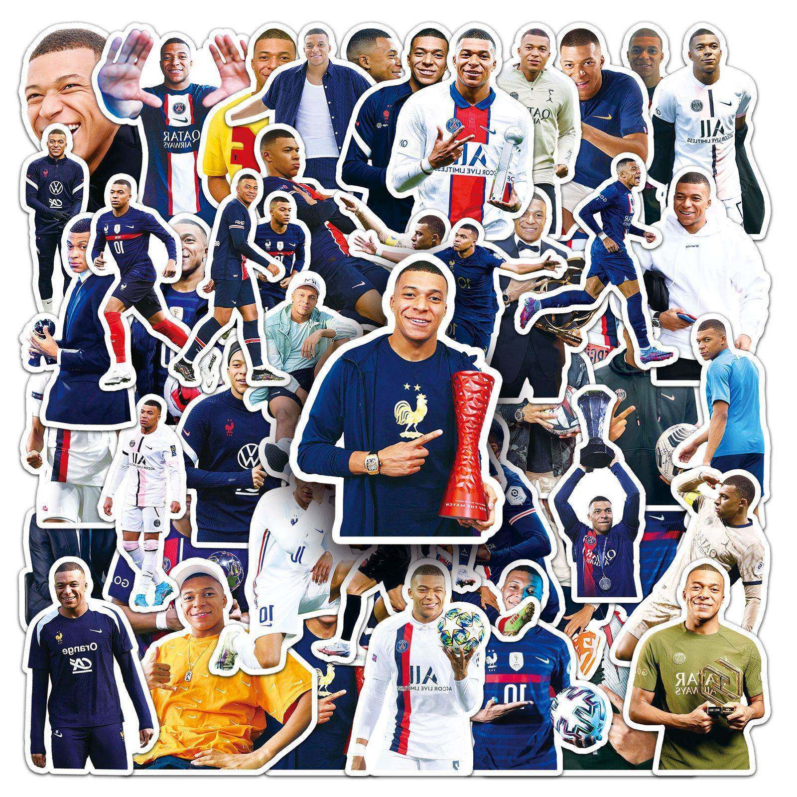 50张姆巴佩涂鸦贴纸个性足球明星装饰水杯手机电脑行李箱滑板贴画