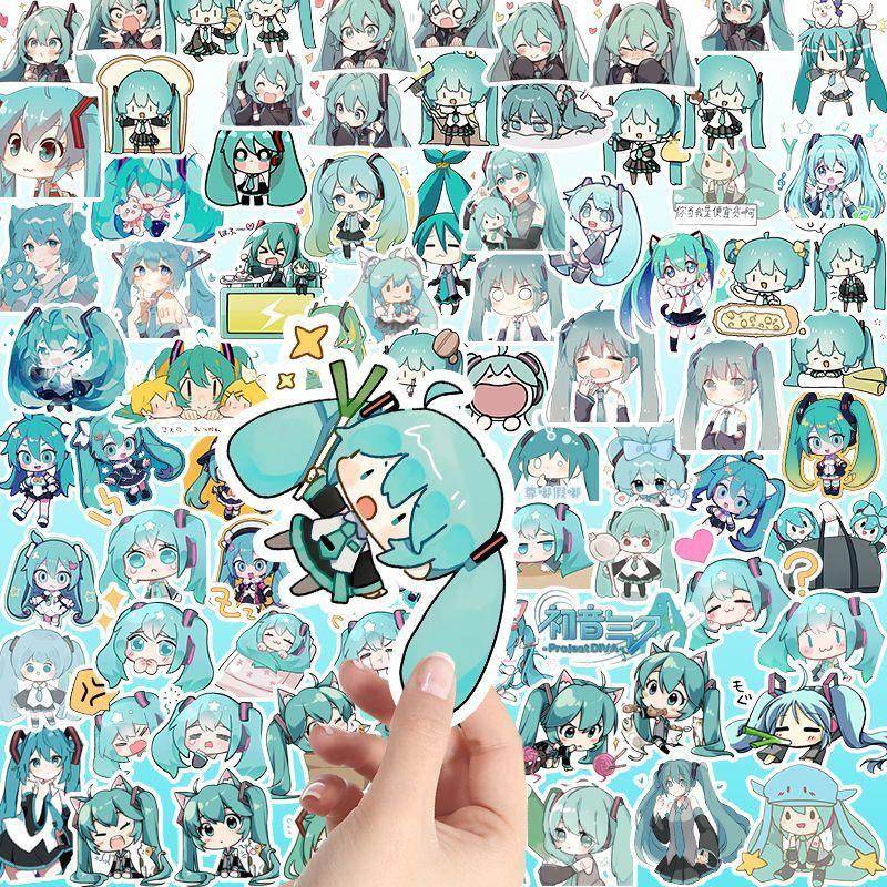 200张chibi版初音未来贴纸动漫卡通防水贴画ins水杯iPad装饰