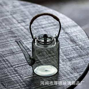 耐热玻璃提梁壶透黑色小容量400ml茶壶烧水壶电陶炉专用壶
