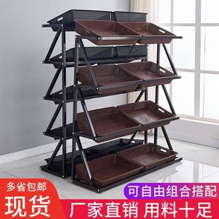 超市水果蔬菜货架展示架置物架多层菜架商用便利店果蔬架木龚琴萱