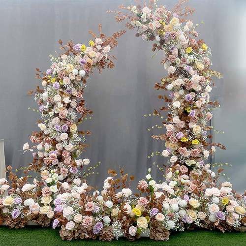 婚礼拱门背景架户外婚礼布置用品背景牛角花拱门