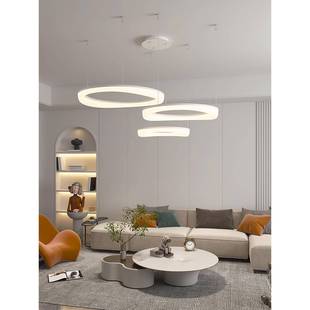 2022年网红款主客厅吊灯现代简约大气圆环高档白色系创意餐厅吊灯