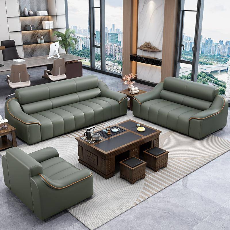新款意式进口加厚西皮办公沙发接待室商务会客洽谈现代多人办公