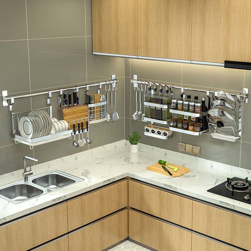 挂架调味料调料架墙上打孔收纳架挂件免厨房置物架壁挂304不锈钢