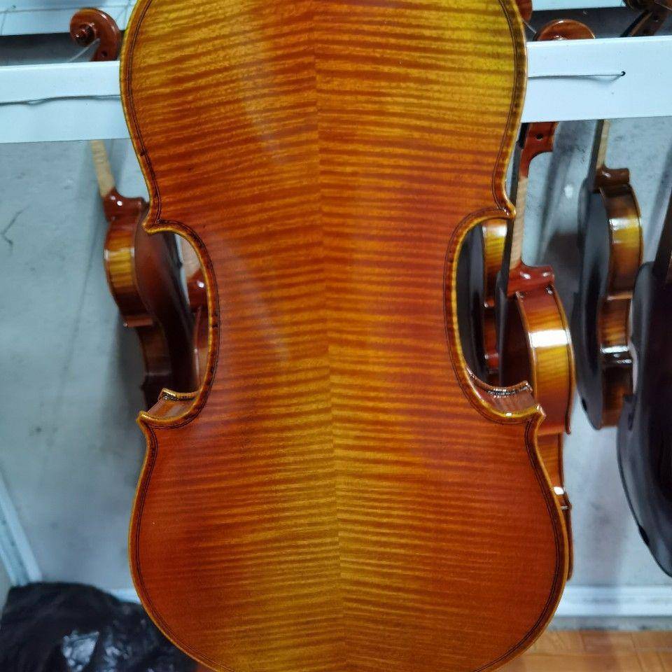 小提琴欧料虎纹小提琴一图一琴油性漆花纹小提琴