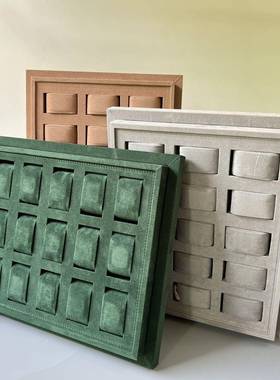 新款首饰展示盘摆摊用绿色棕色灰色15格18格24格饰品展示盘展示架