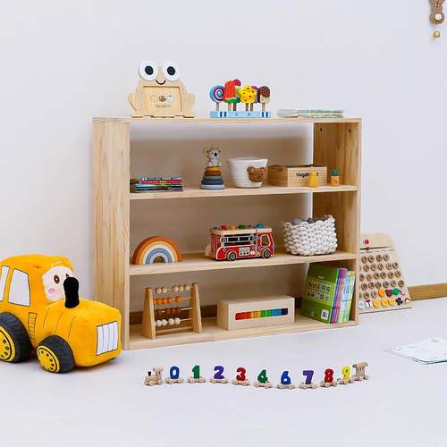 幼儿园蒙氏教具柜实木简约储物柜家用宝宝儿童房玩具收纳架置物架