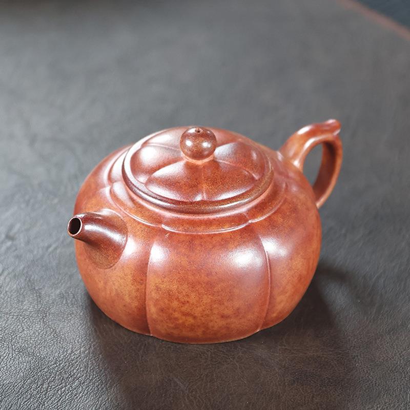 南瓜壶宜兴原矿紫砂高温段泥还原烧制茶壶手工紫砂壶茶具名家壶