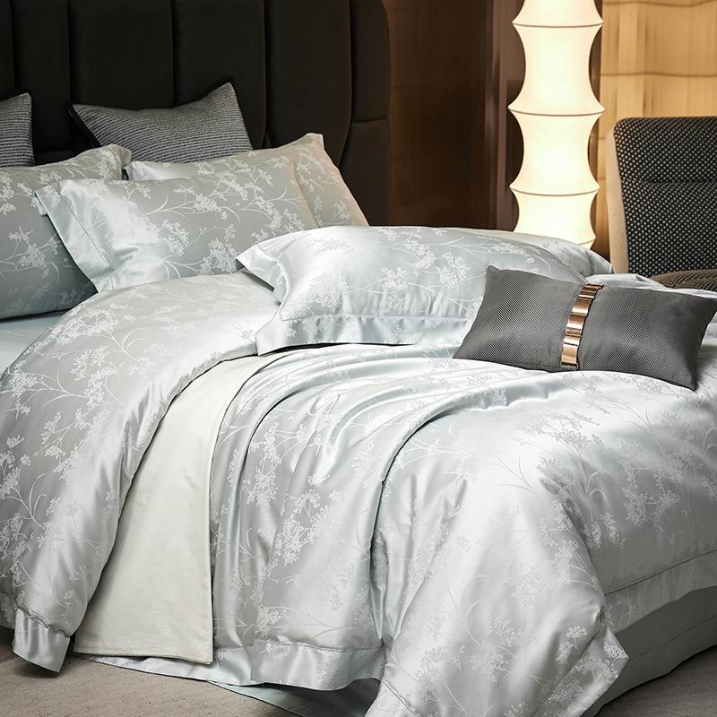 高端120支纯棉色织提花四件套a类母婴级奢华贡缎被套床单床上用品