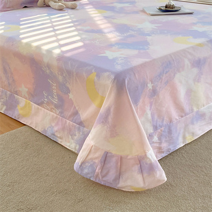 纯棉牀单单件女生宿舍单人1.5米双人1.8米全棉褥单三件套碎花牀单