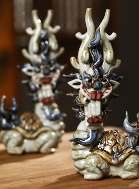 陶瓷招财龙龟摆件客厅中式摆件装饰品玄关搬家送礼乔迁礼物送领导