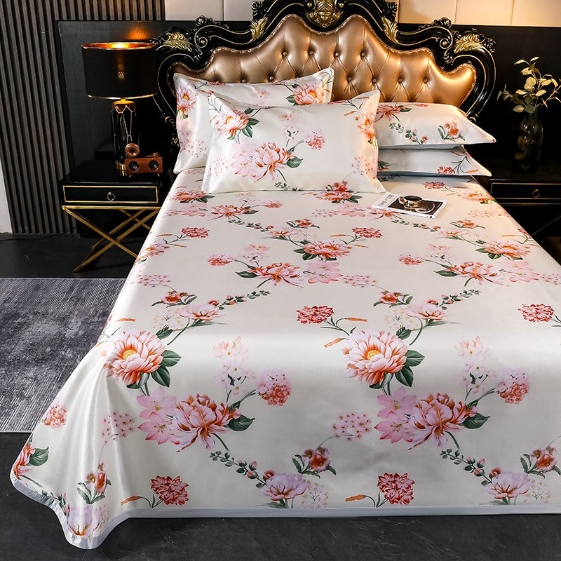 印花凉席三件套床上o空调冰丝席床单款草席子夏季床裙家用折叠水,床上用品,冰丝席,淘宝优惠券,粉丝福利购,淘宝优惠卷