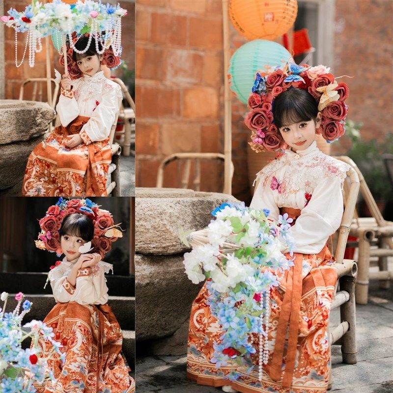 新款儿童摄影服装簪花古装影楼拍汉服