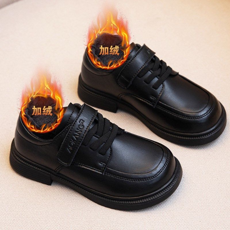 儿童小皮鞋加绒2024秋冬女童软底黑色二棉鞋子校园演出男童豆豆鞋,童鞋/婴儿鞋/亲子鞋,皮鞋,淘宝优惠券,粉丝福利购,淘宝优惠卷