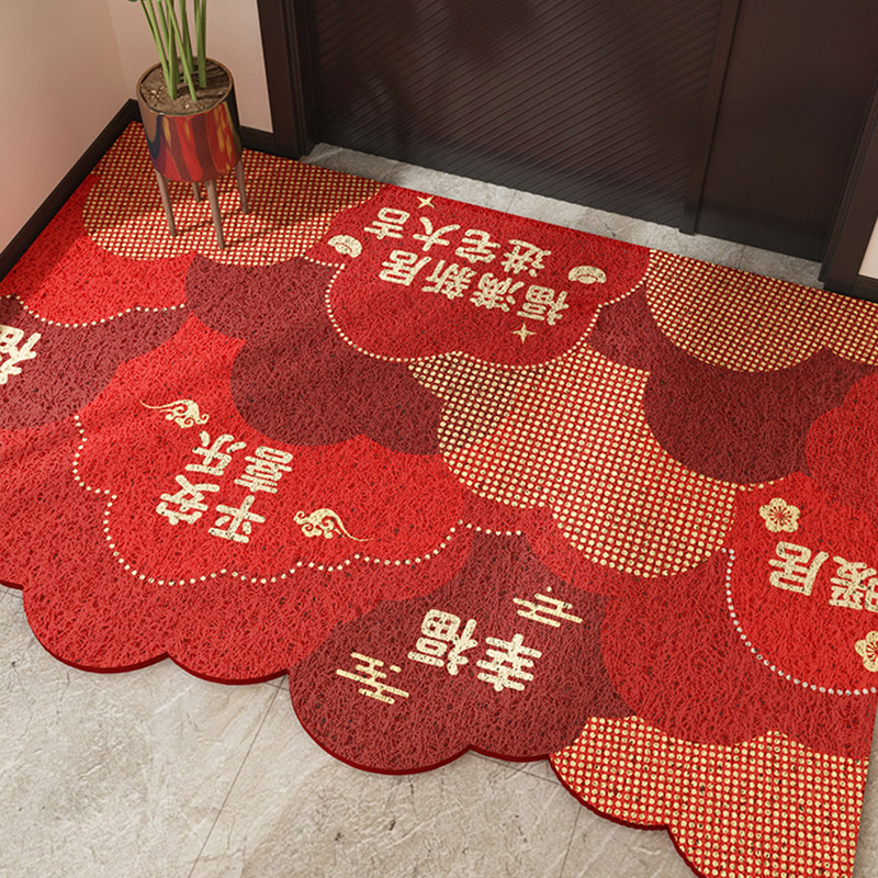 新年入户门地垫红色喜庆丝圈门口进门地毯玄关蹭土脚垫子耐脏防滑,居家布艺,入户地垫,淘宝优惠券,粉丝福利购,淘宝优惠卷