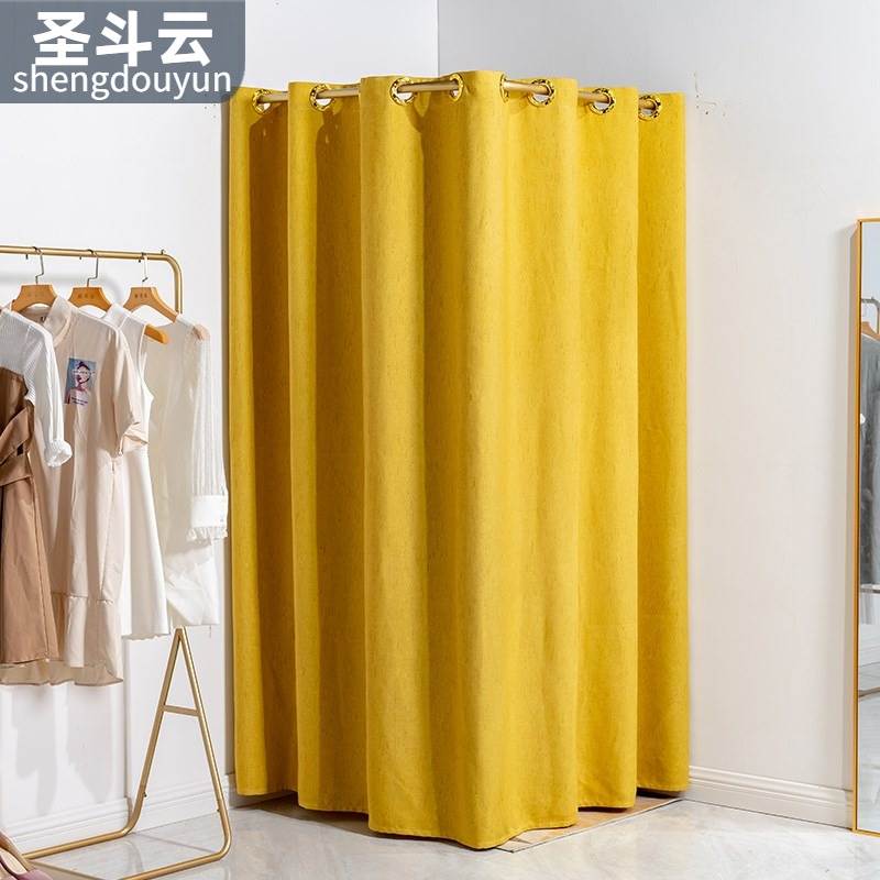 L形铁艺简易服装k店试衣间隔断帘更衣帘移动换衣间轨道大半圆简易