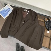 秋冬新款 气质V领开衫 外套上衣搭A字半身短裙 套装