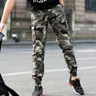 修身 小脚裤 潮牌束脚纯棉耐磨工装 男士 马裤 男韩版 裤 迷彩休闲九分裤