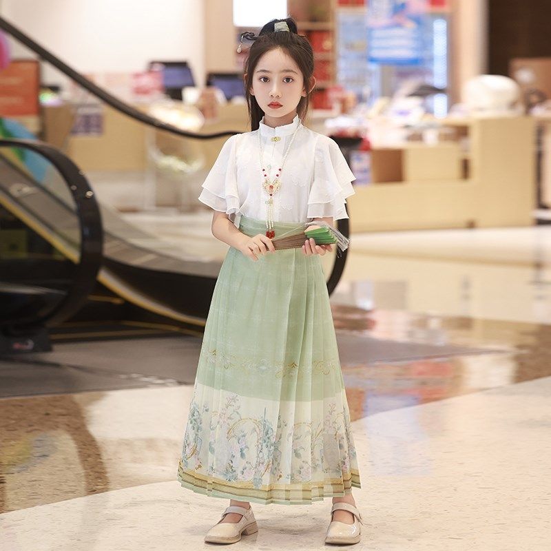 马面裙女童夏季2025新款套装汉服儿童古风大童薄款夏装新中式国风