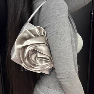 芭蕾风百搭花朵手拎腋下小方包女法式 旗袍包包 甜美温柔复古新中式