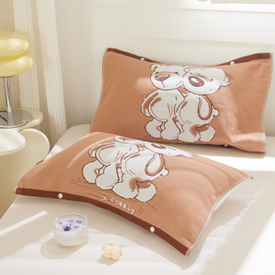 儿童枕巾纯棉吸汗一对p装加厚可固定40x60枕头巾全棉纱布幼儿园