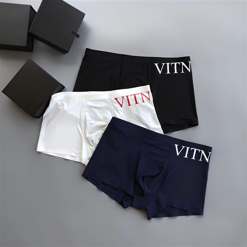 3条装 夏季潮牌新款简约超薄无痕速干透气中腰冰丝男士平角裤