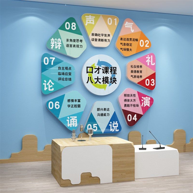 口才教室布置装饰舞台播音小主持人文化背景艺术培训机构墙面贴纸,家居饰品,文化墙贴,淘宝优惠券,粉丝福利购,淘宝优惠卷