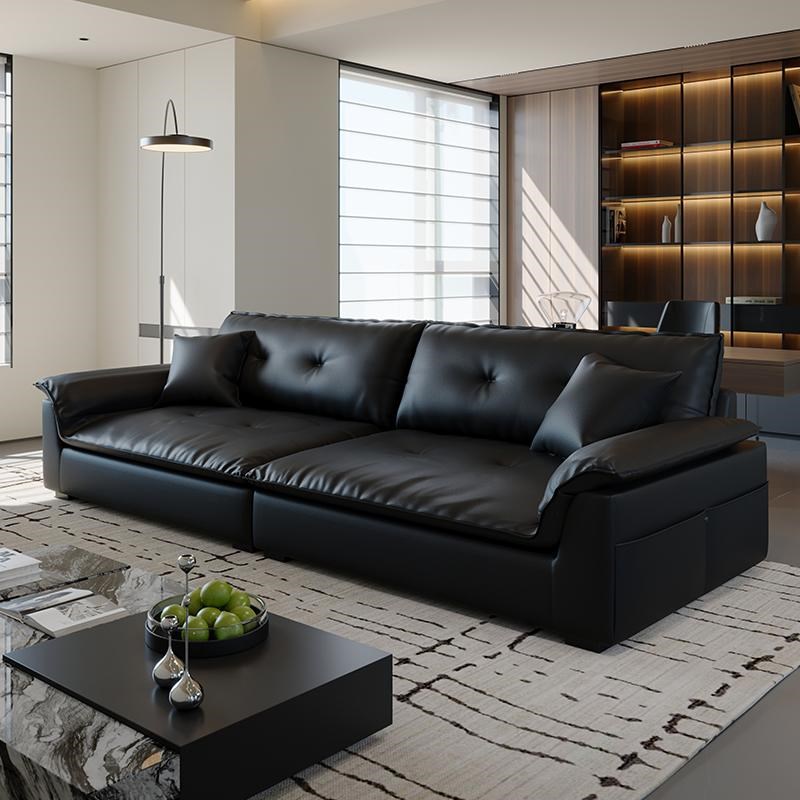 意式极简小户型客厅皮艺云帆沙发现代简约猫抓皮羽绒沙发2024新款