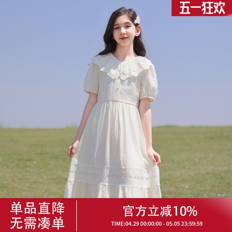 女童连衣裙夏装2025新款小女孩韩系童装公主裙儿童学院风衣服裙子