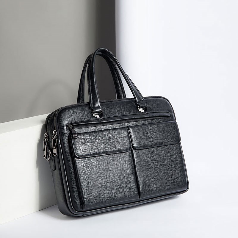 头层牛皮横款公文包15.6寸电脑包男士公务包真皮男包商务手提包包