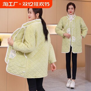 新款冬天罩衣女冬季加绒加厚外穿外套女士工作服大码长款防水好看