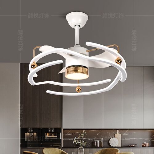 风扇灯2024新款餐厅卧室客厅吸顶吊扇一体静音360摇头现代简约