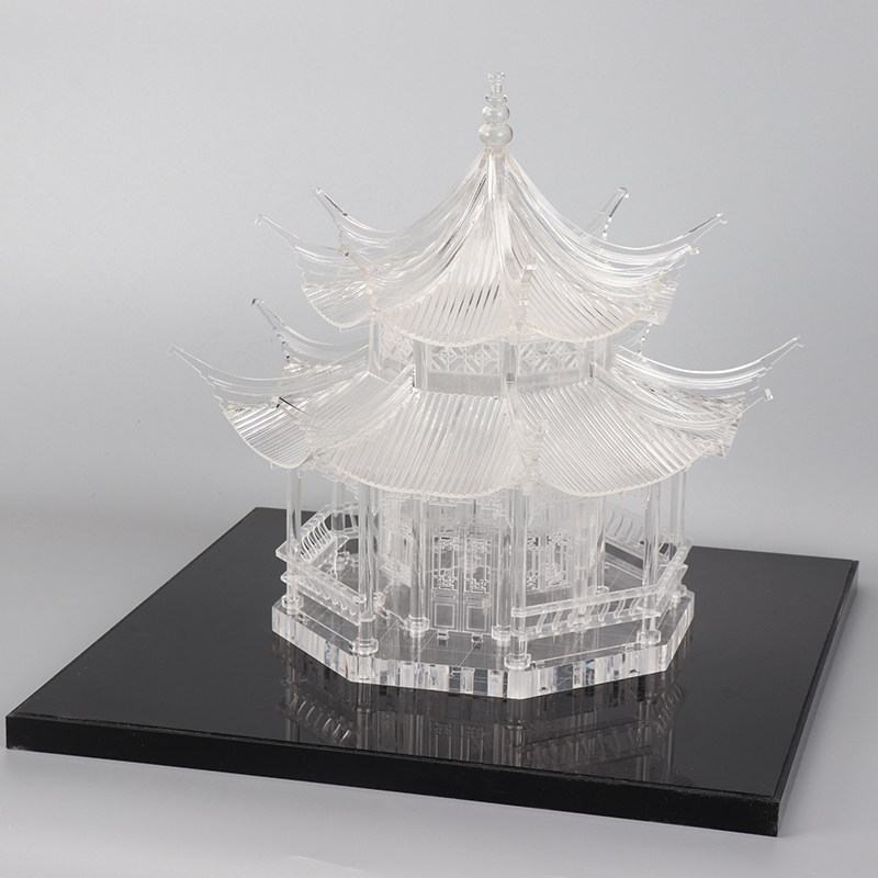 新中式客厅书柜摆件古建筑透明八角亚克力塔样板房售楼处软装饰品,家居饰品,落地摆件,淘宝优惠券,粉丝福利购,淘宝优惠卷