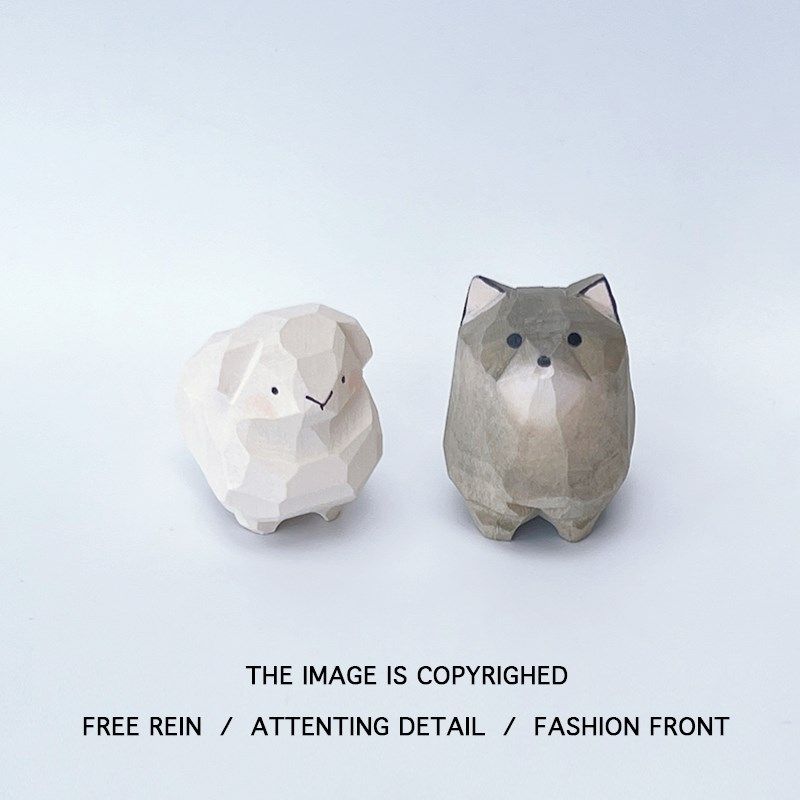 狼爱上羊!手工木雕小灰狼小羊实木桌面小摆件车载情侣生日礼物女,家居饰品,桌面摆件,淘宝优惠券,粉丝福利购,淘宝优惠卷