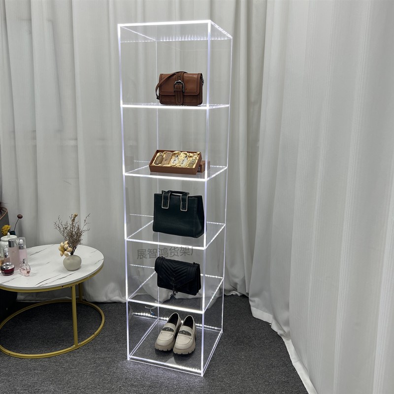 亚克力手办展示架定制手办柜潮玩柜玩具柜发光模R型柜鞋子包包货