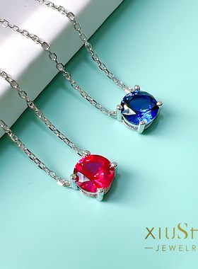 日常百搭圆形人工彩宝925银吊坠镶嵌高碳钻简约精致小众设计百搭