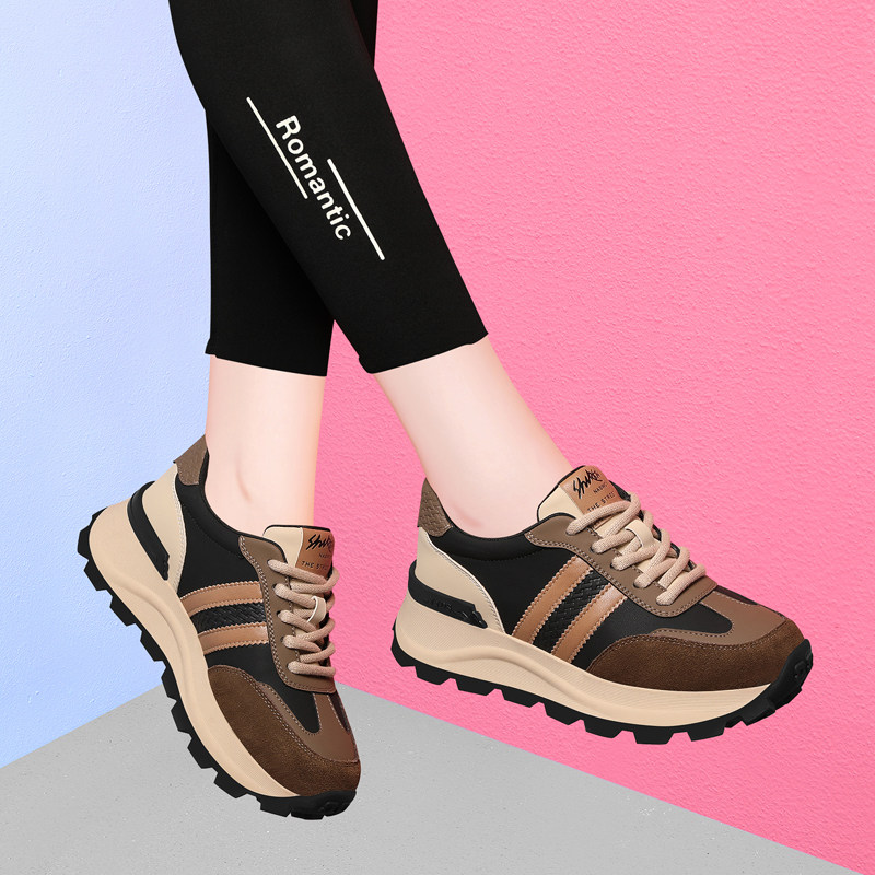 2024秋冬季新款运动休闲老爹鞋加绒棉防滑显脚小旅游板鞋女款鞋子