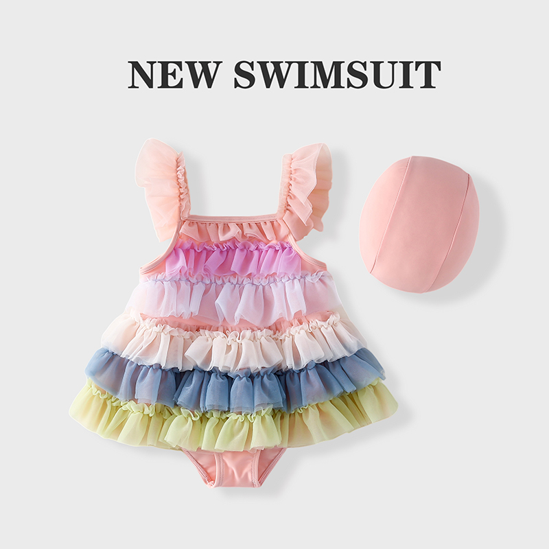 女童泳衣儿童宝宝纱裙可爱洋气游泳衣中小童女孩速干泳装2024新款