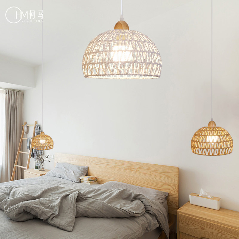 手工创意环保藤编麻绳花篮吊灯复古奶油风日式餐厅民宿卧室床头灯,家装灯饰光源,卧室/书房吊灯,淘宝优惠券,粉丝福利购,淘宝优惠卷