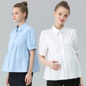 胖mm巨显瘦上衣夏季 衬衫 韩版 大码 时尚 孕妇短袖 职业工装 通勤衬衣