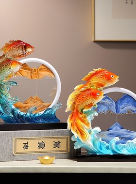 新中式创意家居装饰摆件沙漏流沙画办公室客厅玄关招财工艺品乔迁