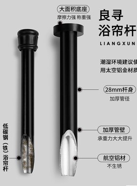 良寻免打帘孔浴杆伸缩p杆挂衣晾衣杆浴室卫生间架窗帘卧室衣柜撑