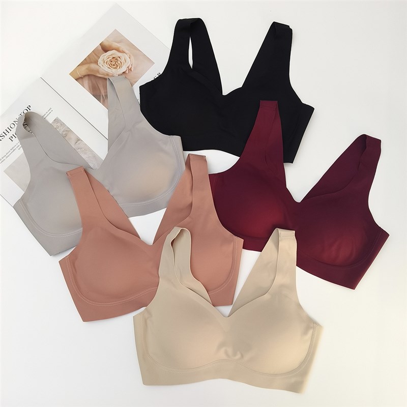 新品透气无痕无钢圈大码睡眠文胸深V聚拢隐形排扣运动安心内衣918