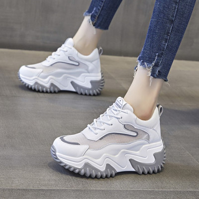 2025新款内增高女鞋网面镂空透气厚底老爹鞋女配裙子小白鞋女夏款