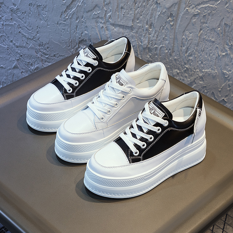 内增高小白鞋女2021年秋冬新款真皮百搭加绒休闲厚底小个子女鞋秋