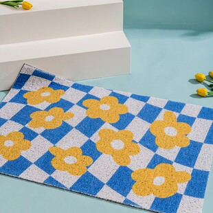 创意棋盘地垫pvcm丝圈门口地垫入户门脚垫防滑地垫可裁剪定制门垫