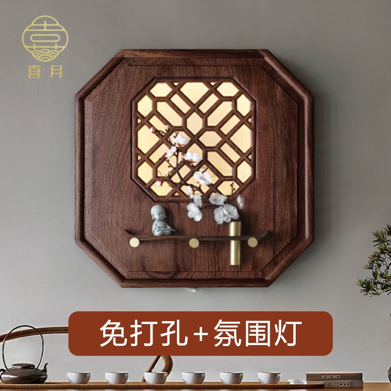 喜月新中式实木免打孔电表箱装饰遮挡板弱电箱电闸箱装饰画定制