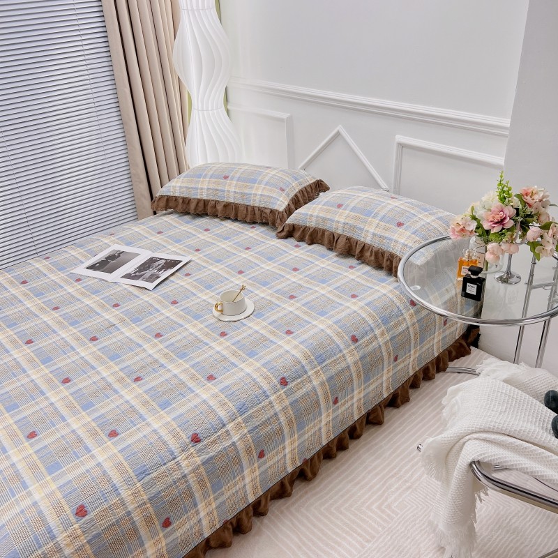 全棉炕盖榻榻米专用牀盖四季通用纯棉夹棉牀单2023新款三件套单件